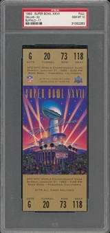 1993 Super Bowl XXVII Full Ticket, Gold Variation - PSA GEM MT 10